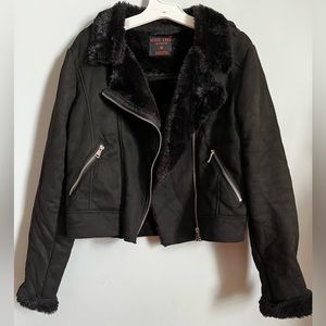 Black Coat with Faux fur lining